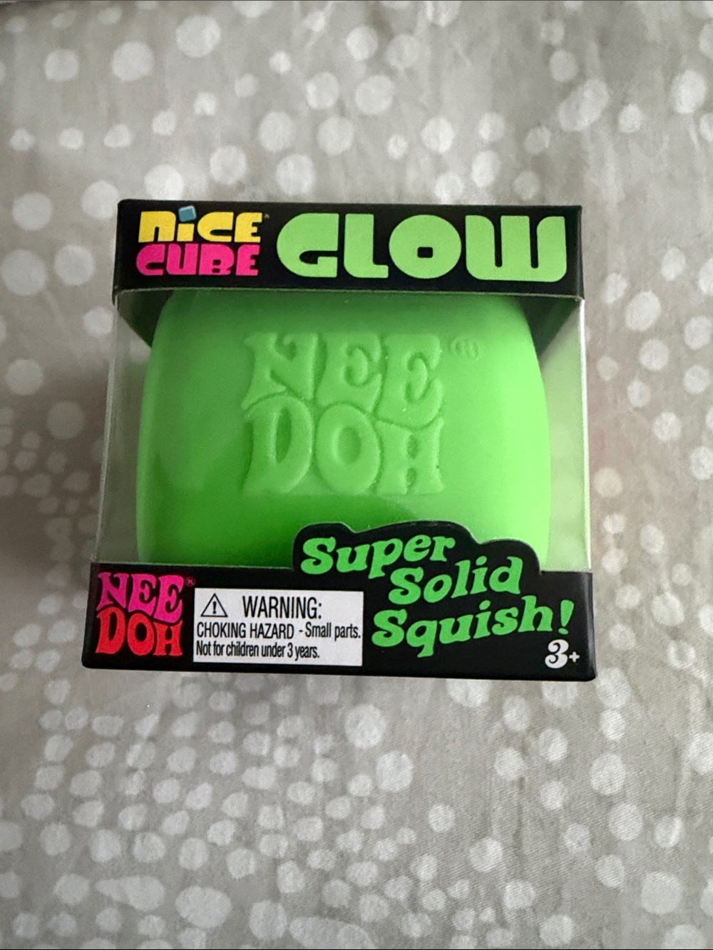 Needing nice cube Glow Super Solid Squish Green Sensory Toy authentic NWT IOP